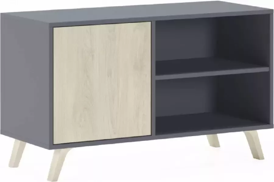 Luxiqo TV Meubel Modern TV Meubel Deuren Opbergkast TV Meubel Opbergplanken 95x40x57cm Grijs Eiken