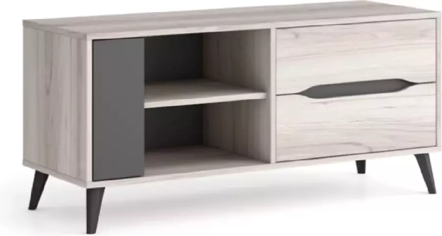 Luxiqo TV Meubel Modern TV Meubel Opbergkast Lades TV Meubel Opbergplanken 114 x 40 x 52 cm Eiken