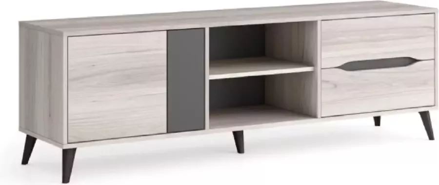 Luxiqo TV Meubel Modern TV Meubel Opbergkast met Deur & Lades TV Meubel Opbergplanken 160 x 40 x 52 cm Eiken