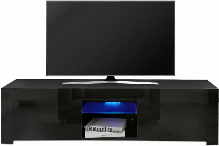 Luxiqo TV Meubel Modern TV Meubel Wit 2 Deuren Opbergkast 130 x 35 x 35cm Zwart