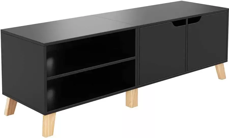 Luxiqo TV Meubel Modern TV Meubel Zwart Opbergkast Deur en Planken 140 x 40 x 48cm Zwart