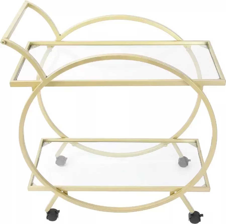 Luxiqo Vintage Salontafel Glas Salontafel Goud Koffietafel Salontafel met Wielen Salontafel Rond Salontafel Bar 32x71x80cm