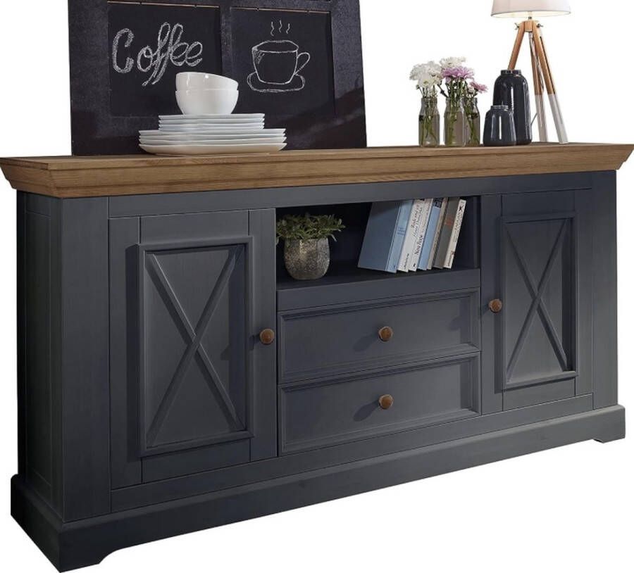 LuxSolaris Dressoir 169 x 88 x 42 cm Commode Dressoir kast- Hout Grijs Breed