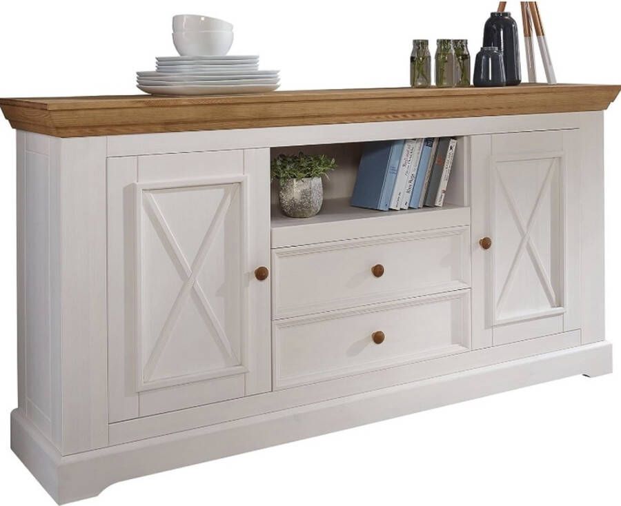 LuxSolaris Dressoir Kast- Commode Hout Wit 169 x 88 x 42 cm - Foto 1