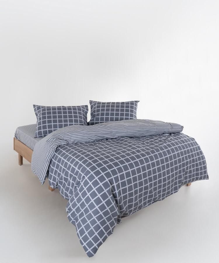 Luxury-Home Linear Calm Geometric Gray Design Duvet Cover Set – Soft Multicolor 100% Cotton Ranforce Single Size Bed Linen Set Dekbedovertrekset met lineair kalm geometrisch grijs design – zacht veelkleurig 100% katoen Ranforce eenpersoonsbed