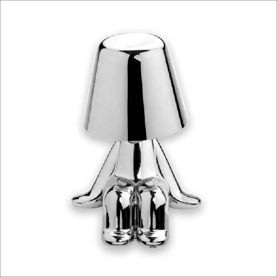 LUXUS Bins Brother Tafellamp Zilver Mr Who Gouden mannetje Design Decoratieve accessoire Decoratie woonkamer Decoratie slaapkamer Decoratie voor op tafel Decoratieve tafellamp Woonaccessoire - Foto 2