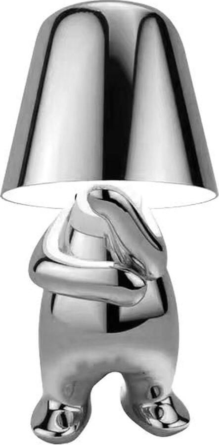 LUXUS Bins Brother Tafellamp Zilver Mr What Gouden mannetje Design Decoratieve accessoire Decoratie woonkamer Decoratie slaapkamer Decoratie voor op tafel Decoratieve tafellamp Woonaccessoire