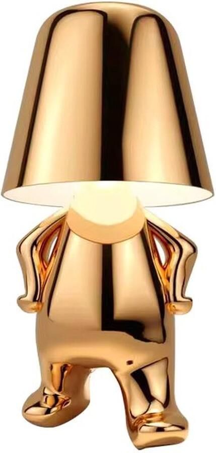 LUXUS Bins Brother Tafellamp Goud Mr Why Gouden mannetje Design Decoratieve accessoire Decoratie woonkamer Decoratie slaapkamer Decoratie voor op tafel Decoratieve tafellamp Woonaccessoire
