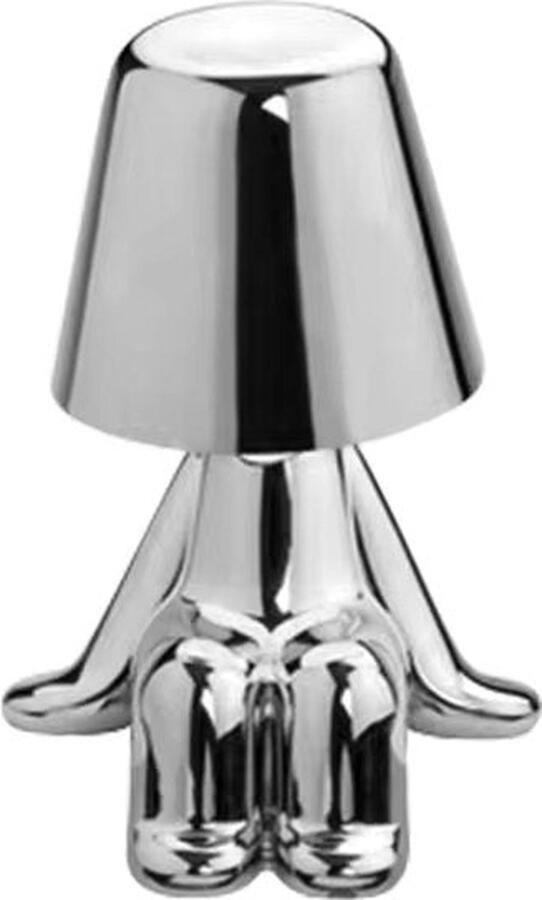 LUXUS Bins Brother Tafellamp Zilver Mr Who Gouden mannetje Design Decoratieve accessoire Decoratie woonkamer Decoratie slaapkamer Decoratie voor op tafel Decoratieve tafellamp Woonaccessoire