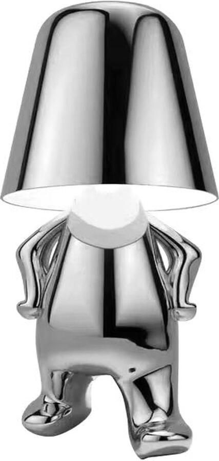 LUXUS Bins Brother Tafellamp Zilver Mr Why Gouden mannetje Design Decoratieve accessoire Decoratie woonkamer Decoratie slaapkamer Decoratie voor op tafel Decoratieve tafellamp Woonaccessoire