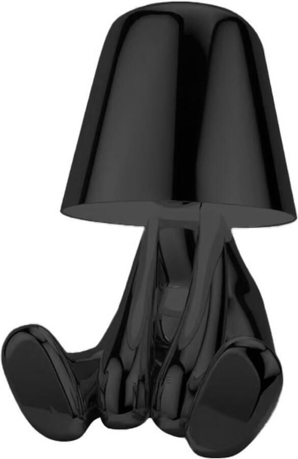 LUXUS Bins Brother Tafellamp Zwart Mr Where Gouden mannetje Design Decoratieve accessoire Decoratie woonkamer Decoratie slaapkamer Decoratie voor op tafel Decoratieve tafellamp Woonaccessoire