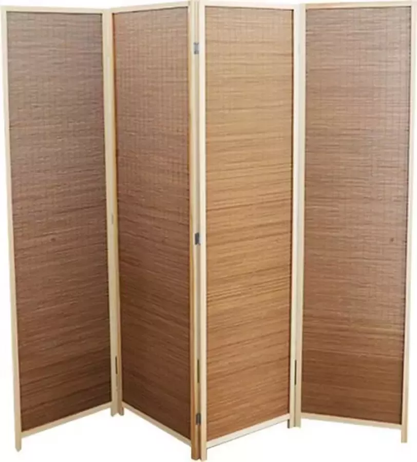 LW collection Kamerscherm bamboe 170x160cm kamerschermen 4 panelen scheidingswand bruin kant en klaar paravent