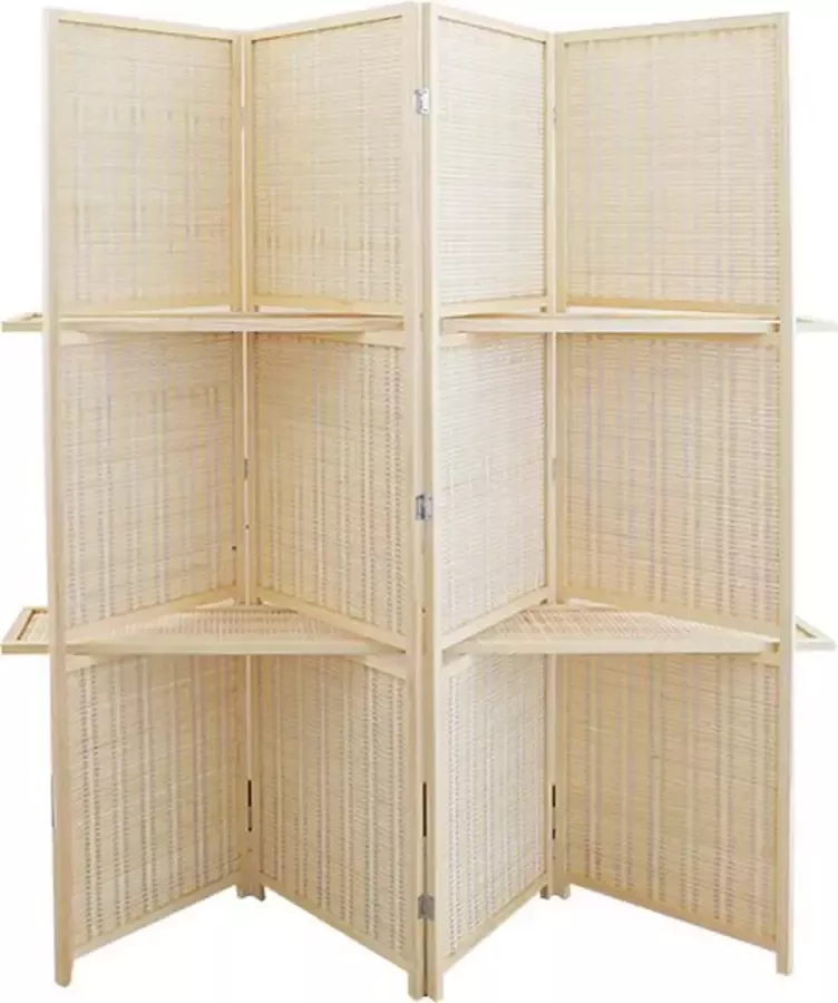 LW collection Kamerscherm bamboe kamerschermen 4 panelen scheidingswand beige 170x160 cm paravent kant en klaar