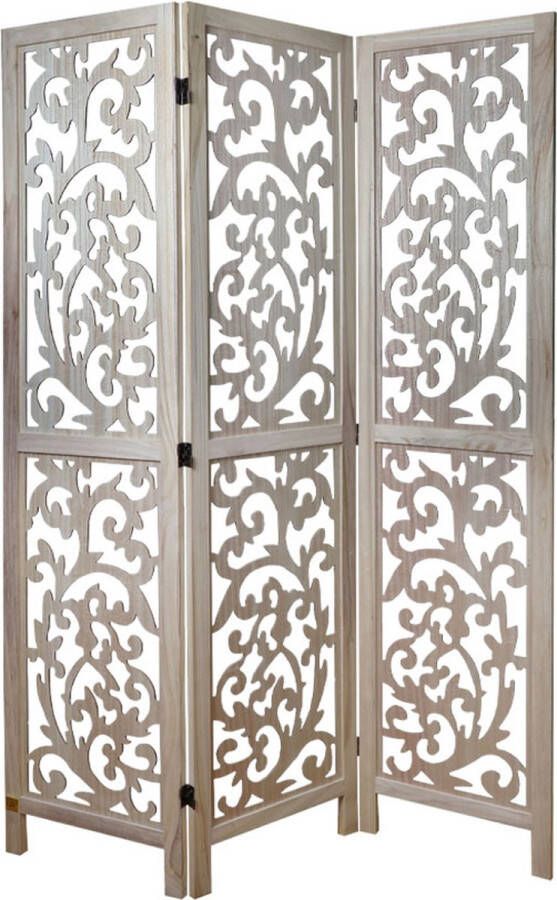 LW collection Kamerscherm bruin hout kamerschermen 3 panelen rond en inklapbaar decoratieve en moderne scheidingswand 170x120cm paravent kant en klaar