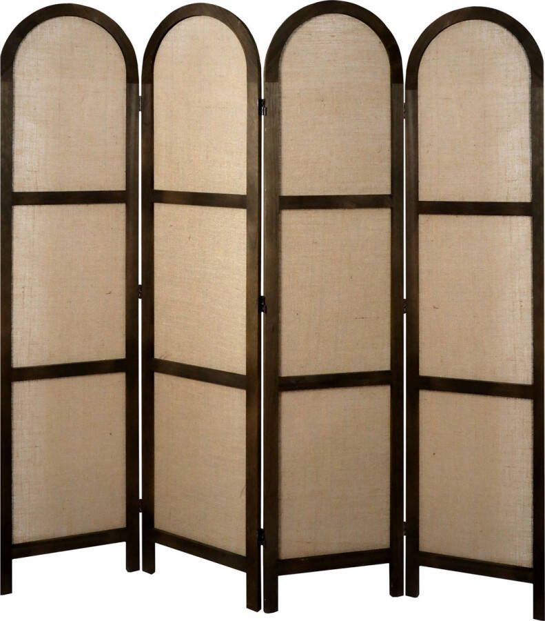 LW collection Kamerscherm bruin hout kamerschermen 4 panelen scheidingswand 170x160cm paravent kant en klaar