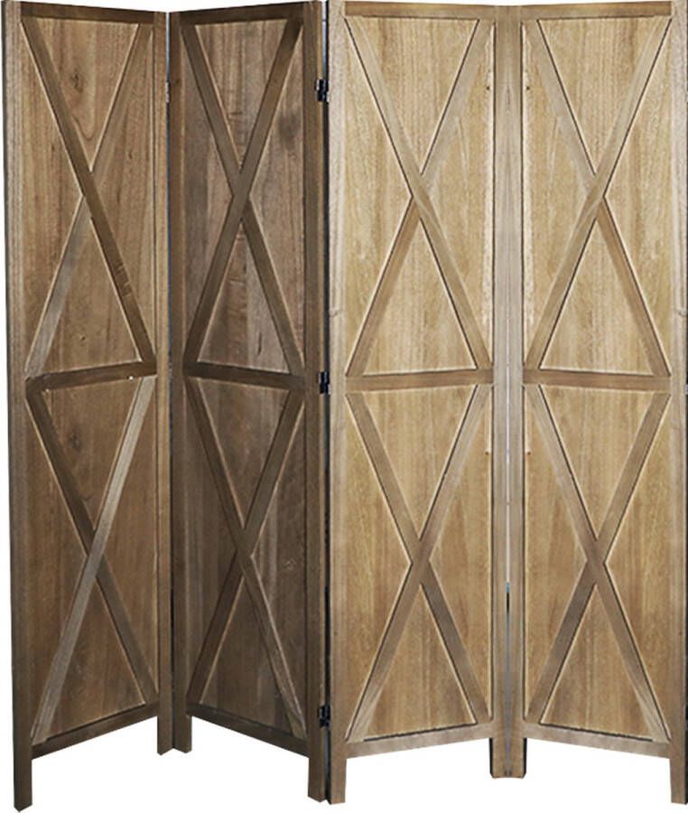 LW collection Kamerscherm bruin Hout kamerschermen 4 panelen scheidingswand 170x160cm paravent kant en klaar