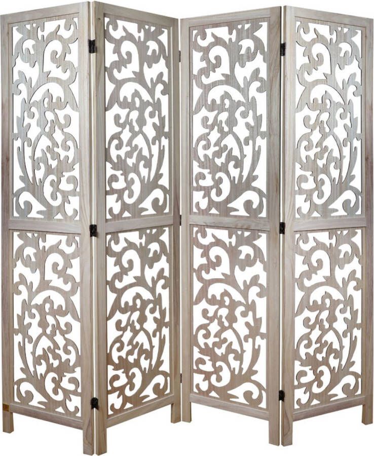 LW collection Kamerscherm bruin Hout kamerschermen 4 panelen scheidingswand 170x160cm paravent kant en klaar - Foto 2