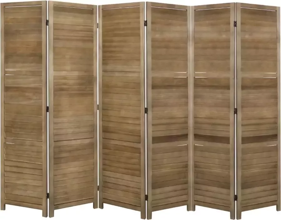 LW collection Kamerscherm bruin hout kamerschermen 6 panelen scheidingswand 170x240cm paravent kant en klaar