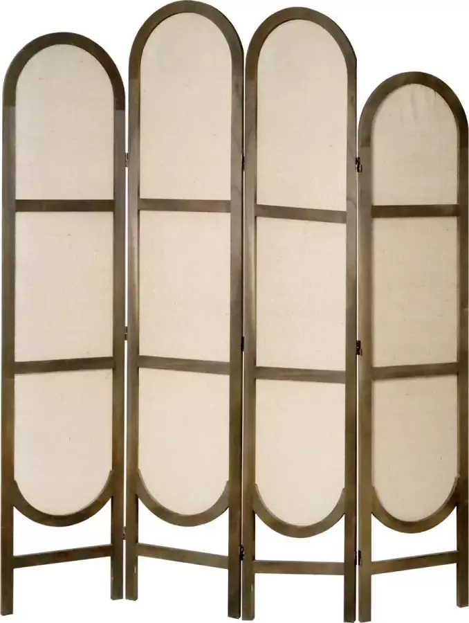 LW collection Kamerscherm bruin hout rond kamerschermen 4 panelen rond en inklapbaar decoratieve en moderne scheidingswand 170x160cm paravent kant en klaar