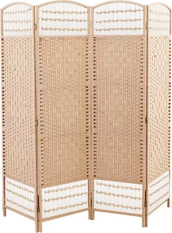 LW collection Kamerscherm bruin kamerschermen 4 panelen rotan rieten scheidingswand bruin 170x160cm paravent kant en klaar