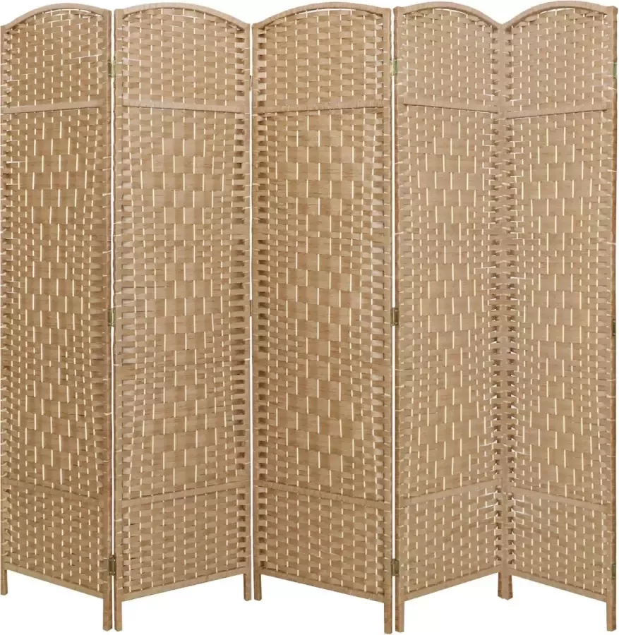LW collection Kamerscherm Bruin rotan rieten kamerschermen 5 panelen scheidingswand 170x200cm paravent kant en klaar