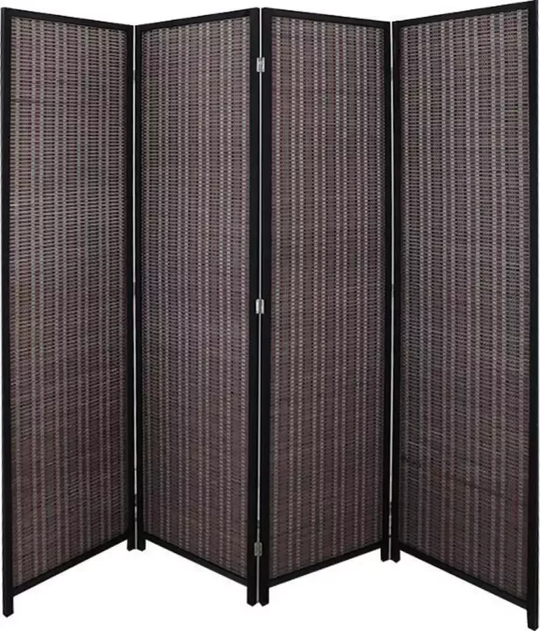 LW collection Kamerscherm donkerbruin bamboe kamerschermen 4 panelen scheidingswand 170x160cm kant en klaar