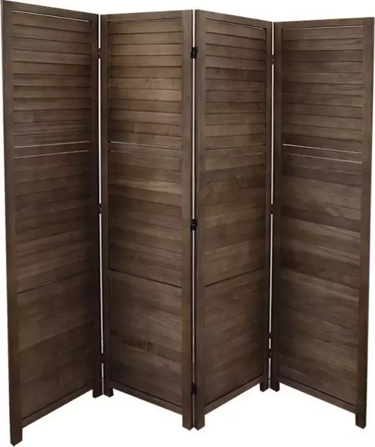 LW collection Kamerscherm donkerbruin Hout kamerschermen 4 panelen scheidingswand 172x160 kant en klaar