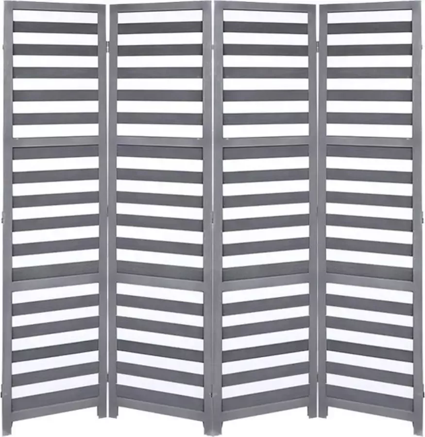 LW collection Kamerscherm Hout grijs wit kamerschermen hout 4 panelen scheidingswand grijs 170x160cm inklapbare Paravent vintage kant en klaar