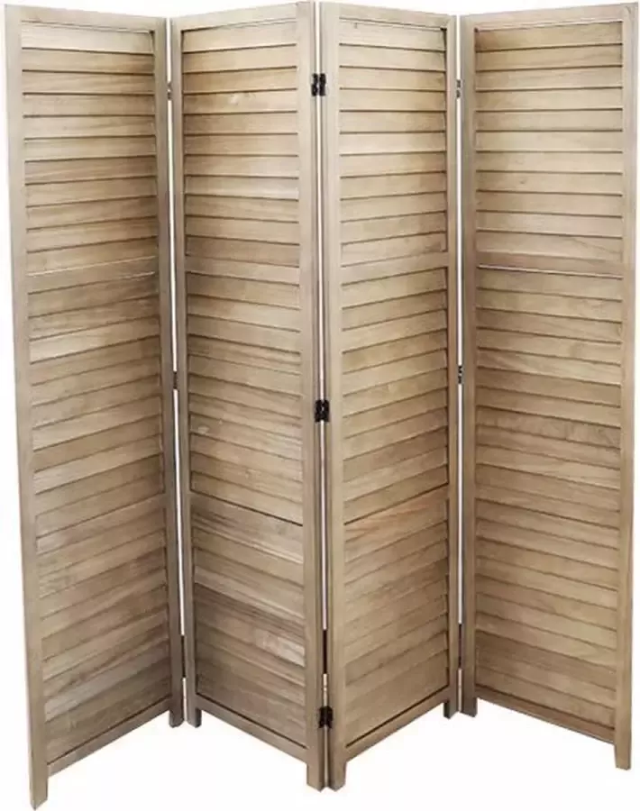 LW collection Kamerscherm kamerschermen hout 4 panelen scheidingswand bruin 172x160cm Paravent kant en klaar