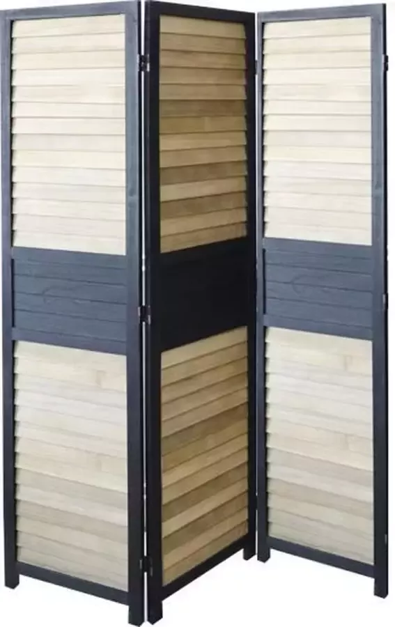 LW collection Kamerscherm Zwart Bruin Hout kamerschermen 3 panelen scheidingswand 170x120cm kant en klaar