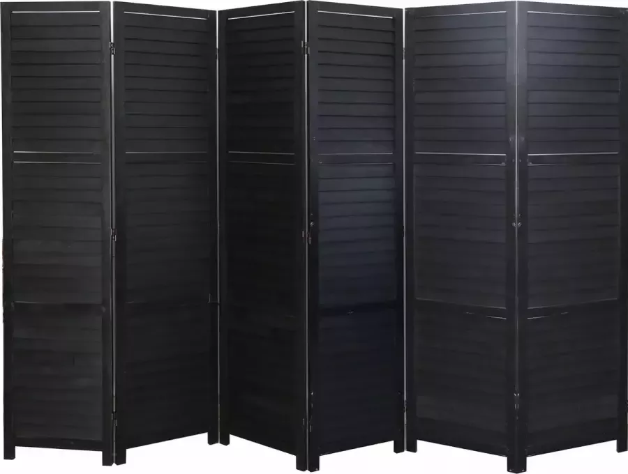 LW collection Kamerscherm zwart hout 170x240cm kamerschermen 6 panelen scheidingswand paravent kant en klaar