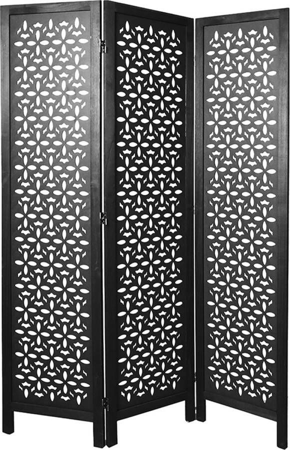 LW collection Kamerscherm zwart hout kamerschermen 3 panelen scheidingswand 170x120cm paravent kant en klaar - Foto 1