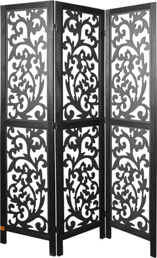 LW collection Kamerscherm zwart hout kamerschermen 3 panelen scheidingswand 170x120cm paravent kant en klaar
