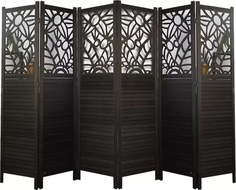 LW collection Kamerscherm zwart Hout kamerschermen 6 panelen scheidingswand 170x240cm paravent kant en klaar