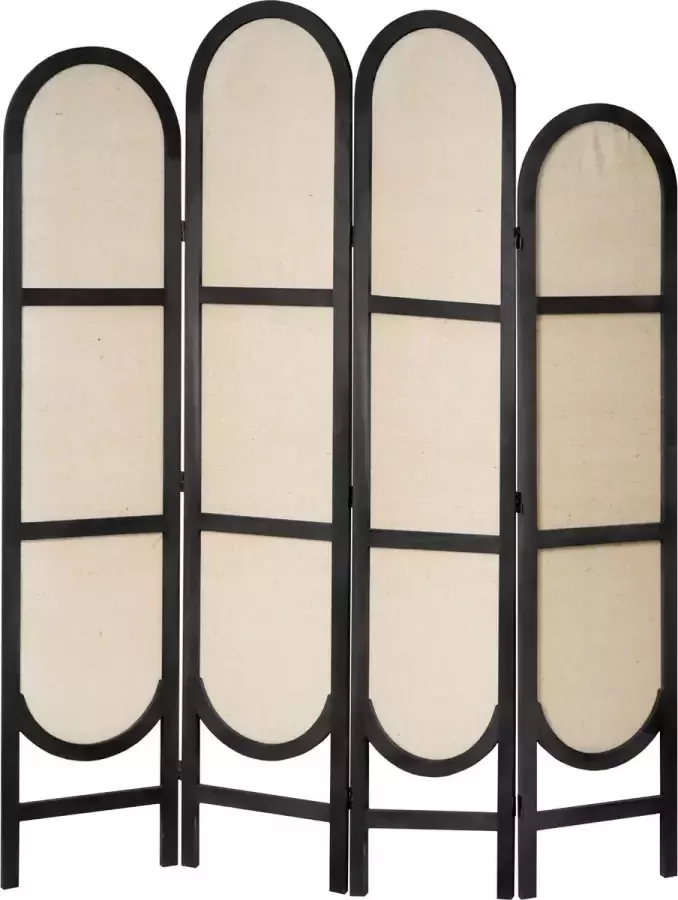 LW collection Kamerscherm zwart hout rond kamerschermen 4 panelen rond en inklapbaar decoratieve en moderne scheidingswand 170x160cm paravent kant en klaar