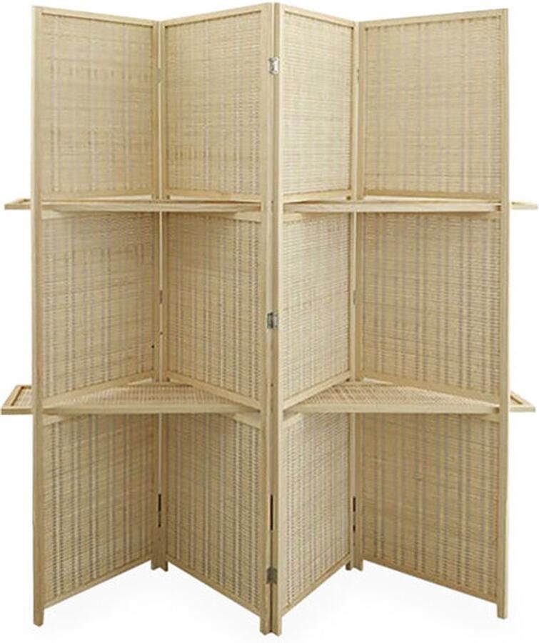 LW collection Kamerscherm 4 panelen bamboe bruin 170x160 cm paravent scheidingswand