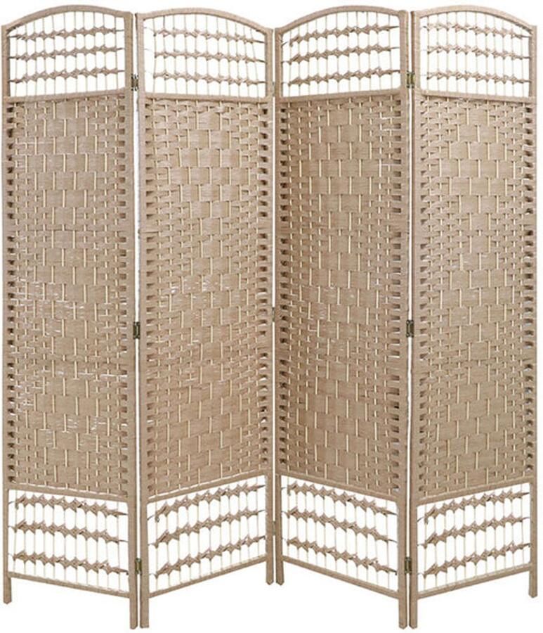 LW collection Kamerscherm 4 panelen rotan beige 170x160cm paravent scheidingswand
