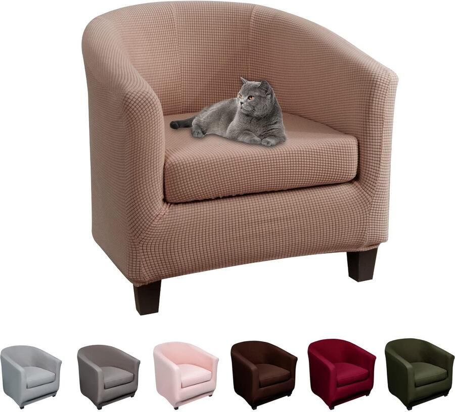 Lydevo fauteuilhoezen clubstoel stretch fauteuilbeschermer fauteuilhoes kuipstoelhoes bankhoes elastische antislip clubfauteuilhoezen hoes voor loungestoelen jacquard #camel