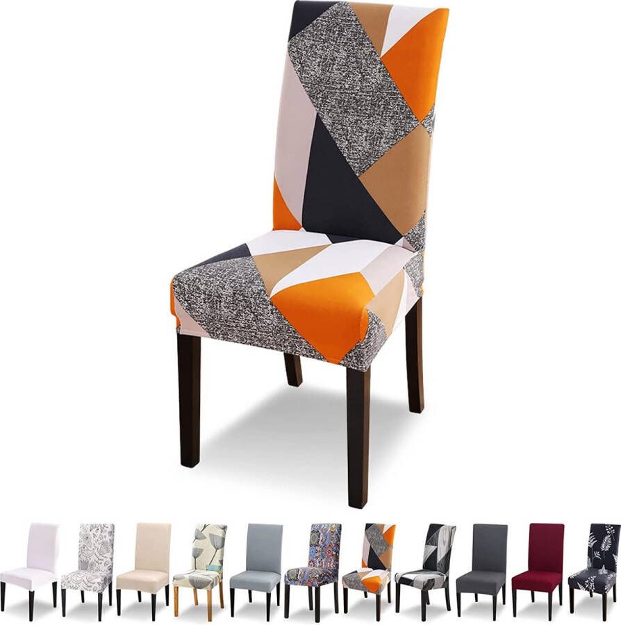Lydevo Stoelhoezen set van 6 stuks stretch moderne stoelhoezen voor eetkamerstoelen stoelhoezen voor schommelstoelen universeel wasbaar afneembare stoelhoes voor eetkamer hotel banket keuken beige bladeren
