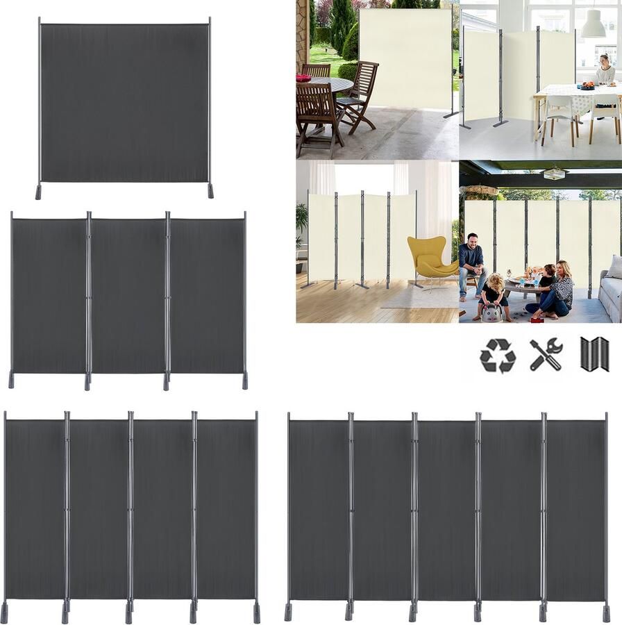 LZQ 5-delige Stoffen Paravent Trennwand 280x180cm Faltbare Sichtschutzwand Voor Balkon En Büros Anthrazit