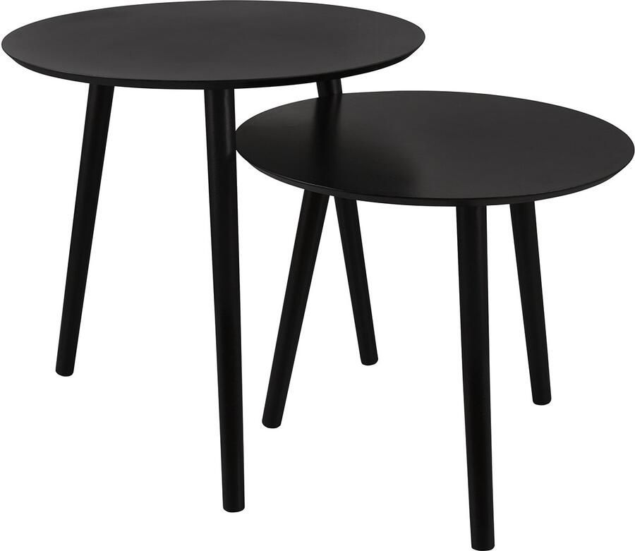 Qualu Bijzettafel set Torna Nirvana Set van 2 Rond Zwart Metaal MDF