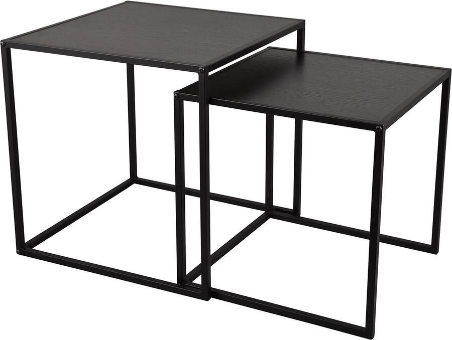 M&M Bijzettafel set van 2 Vierkant Zwart Metaal