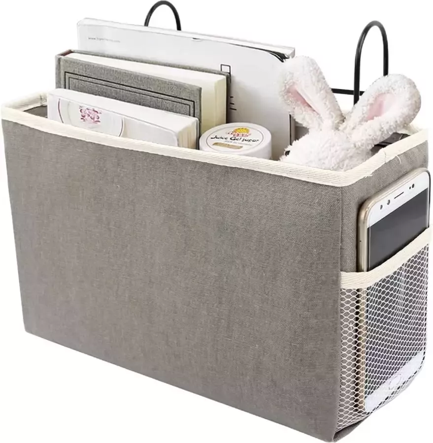 M MUNCASO Bedzakken Manden Nachtkastje Opknoping Opslag Slaapzaal Bed Organizer Caddy Opknoping Nachtkastje Pocket Desktop Opbergrek voor Thuiskantoor Slaapzaal Slaapkamer Keuken (grijs)