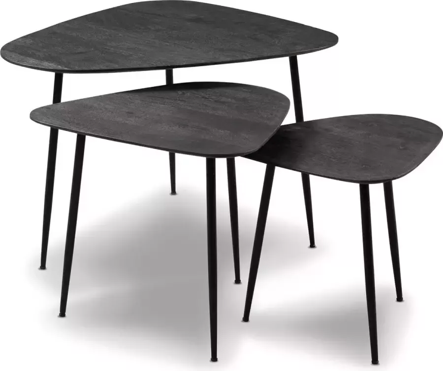 M2 Kollektion Trio Massief Acacia Zwart Salontafel Set