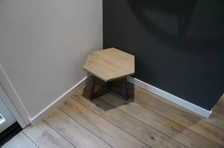 M2-meubels Hexagon salontafel kleur grijs 50cm met industrieel onderstel