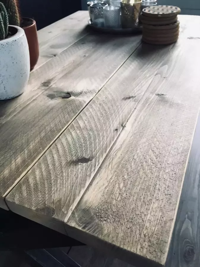 M2-meubels Salontafel 90 x 60 x 40 cm Industrieel U-onderstel Steigerhout