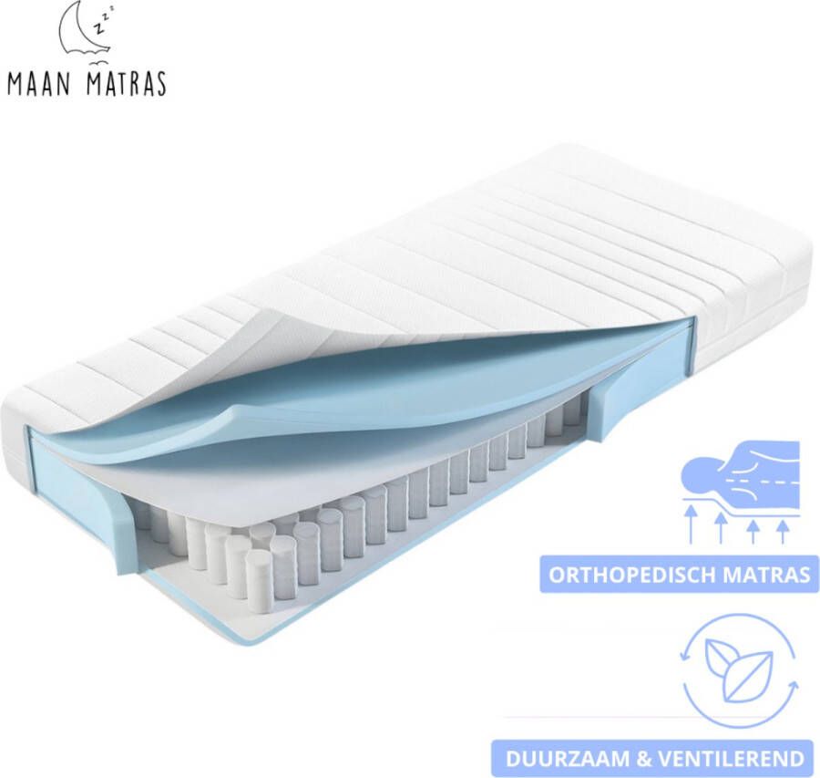 Maan matras 140 x 200 cm Hybrid Pocketvering 7 Comfortzones 25 cm dik Matras van hotel kwaliteit Gratis retourneren Duurzaam Anti bacterieel Ergonomisch & Hygiënisch