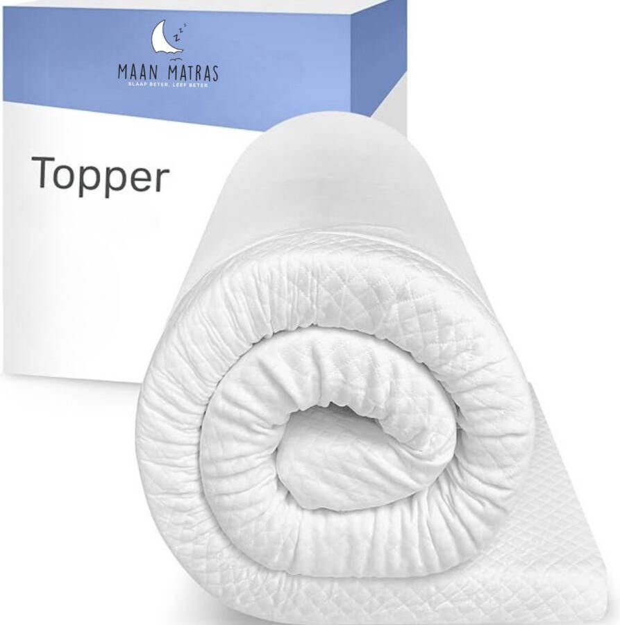 Maan matras Topper 140x200 Topmatras Topdekmatras 8cm dik HR Koudschuim Afritsbaar en wasbaar CertiPUR Gecertificeerd Medium Hardheid Matrastopper