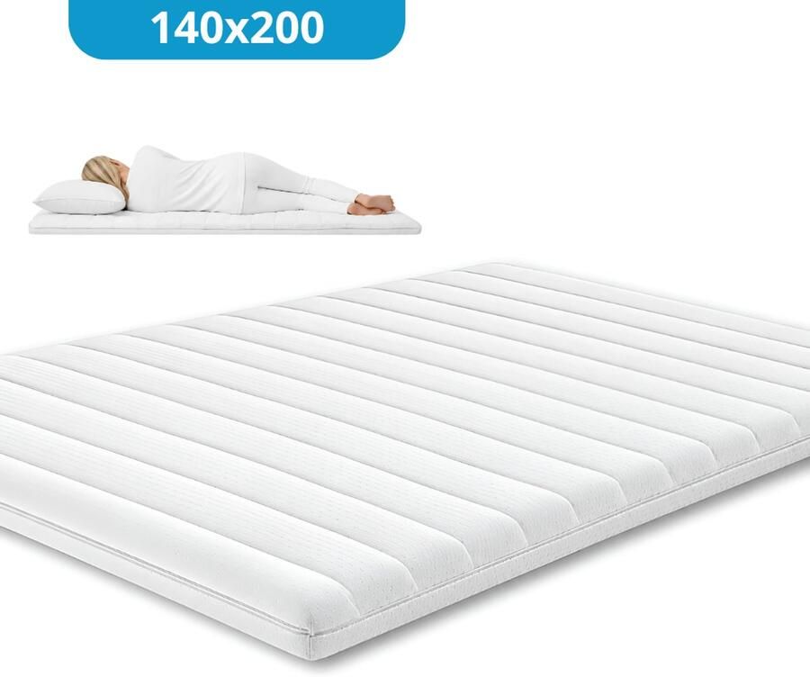 Maan matras Topper 140x200 Topmatras Topdekmatras 8cm dik HR Koudschuim Afritsbaar en wasbaar CertiPUR Gecertificeerd Medium Hardheid Matrastopper - Foto 2