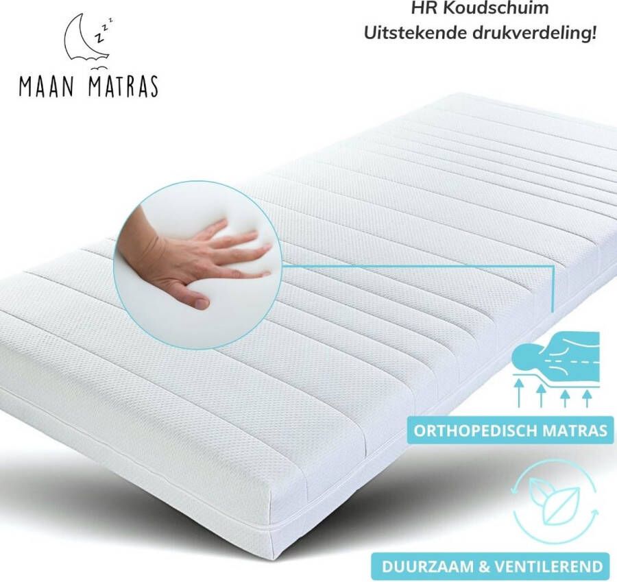 Maan matras 90x200 cm Hr koudschuim 20cm dik Afritsbaar hoes wasbaar Hotel kwaliteit 90 x 200 cm Gratis retourneren Duurzaam Anti bacterieel Ergonomisch & Hygiënisch